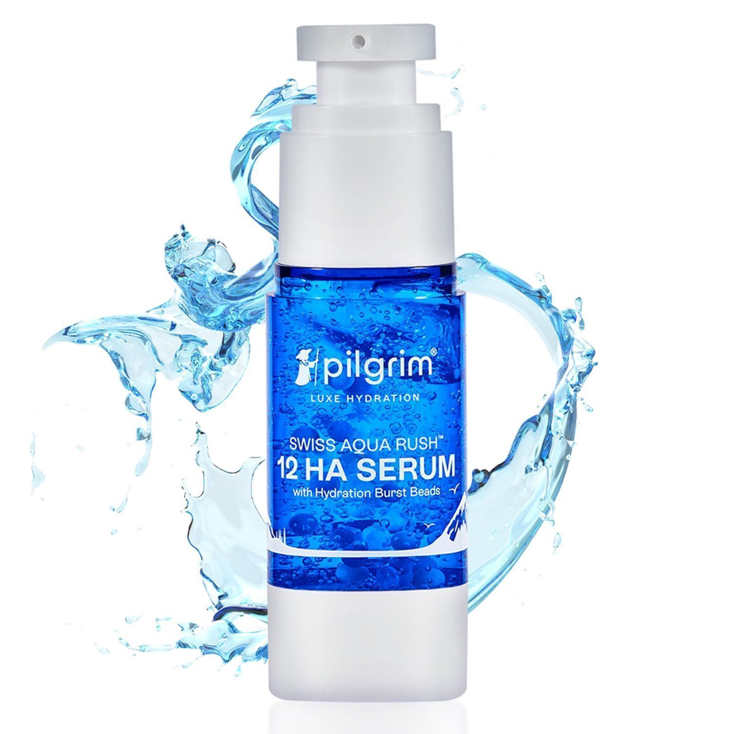 Pilgrim Swiss Aqua Rush� 12 HA Serum (hyaluronic acid) with Hydration Burst Beads |Crafted with powerful hydrators-12 hyaluronic acid, Swiss Aqua Rush�, Copper Tripeptide |Long lasting hydration| 30ml