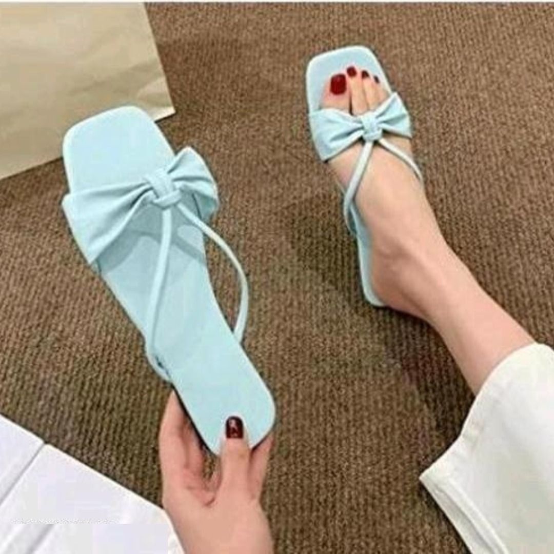 Women's Summer Fashion Bow Flats Sandals Casual Beach Slip-On Shoes  1 set (6 pc- IND-4, IND-5, IND-6, IND-7, IND-8, IND-9)