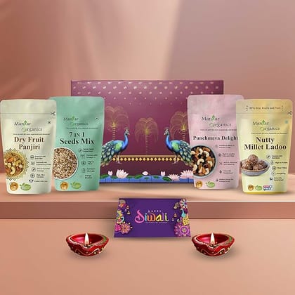 ManHar Organics Diwali Dry Fruits Gift Hamper 750g | Perfect for Corporate Gifts, Celebrations, and Special Occasions | All-Purpose Gourmet Gift Box |