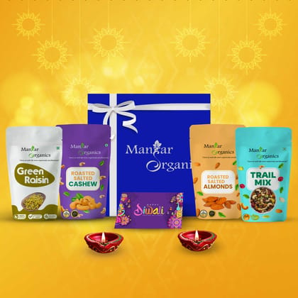 ManHar Organics Diwali Dry Fruits Gift Hamper 800g | Perfect for Gifting, Corporate Events, and Celebrations | All Occasion Gourmet Gift Box | Festival Treat |