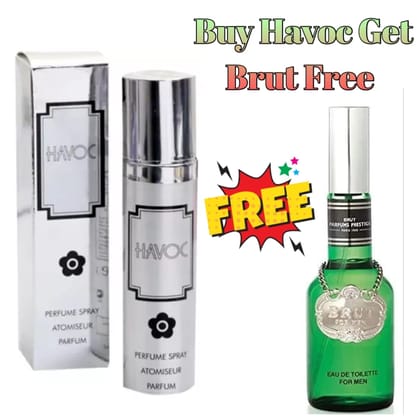 Havoc Silver Mossy Eau de Toilette for Men 75ml + Free Brut Green Crystal - Luxury Fragrance