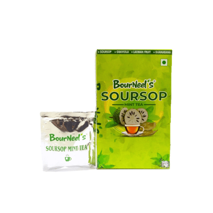 BourNeel's® Soursop Mint Tea Box (25 Bags)|Dipping Tea Bags | Combination of Dry Soursop Leaves & Mint Leaves| No Preservatives | Graviola Laxman Phal Dry Leaves | High Vitamin C |Soursop Mint Kadha Tea |