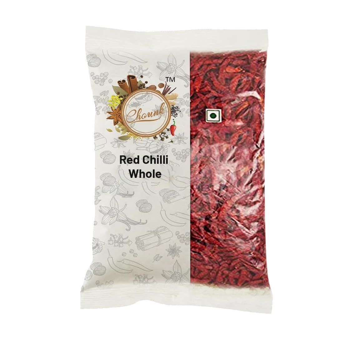 Chounk Kashmiri Red Chilli Whole Stemless/Byadgi Chilli Whole/Wrinkled Red Chilli, 200g (100g X 2)