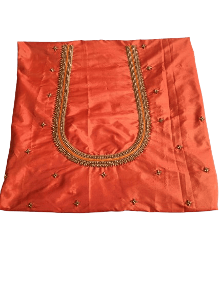 Orange and gold embroidered blouse with beads