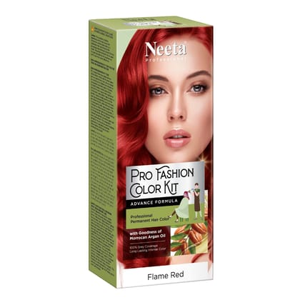 Neeta Professional Pro Fashion Color Kit Flame Red 100g, Permanent Hair Color Pack of 3, Creme Hair Colour for Women & Men