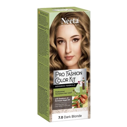 Neeta Professional Pro Fashion Color Kit 7.0 Dark Blonde 100g, Permanent Hair Color, Creme Hair Colour for Women & Men