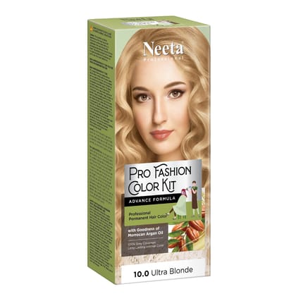 Neeta Professional Pro Fashion Color Kit 10.0 Ultra Blonde 100g Pack of 3, Permanent Hair Color, Creme Hair Colour for Women & Men