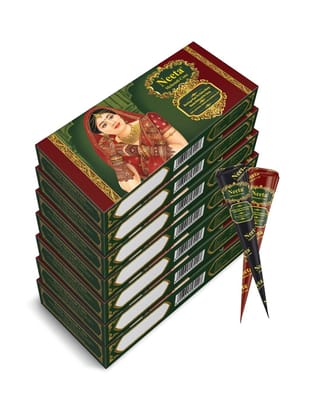 Neeta Mehendi Cones for Hand Desgning & Wedding, Bridal Mehandi Cone Reddish Brown Color 4 Pcs in 1 Box (Pack of 7)