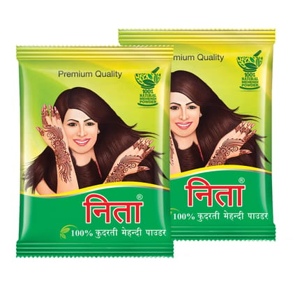 Neeta Mehendi Powder 500g Pack of 2, 100% Natural Henna Mehandi Powder for Hair, Hand & Feet