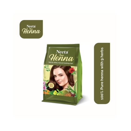 Neeta Pure Henna Powder for Hair with 9 Natural Herbs 125g Pack of 2, 100% Natural Henna Mehndi for Natural Looking Hair