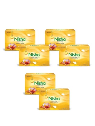 Nisha Luxury Soap Bar Saffron & Sandal Soap for Soft & Beautiful Skin, Bathing Soaps for Women & Men 100g Pack of 6