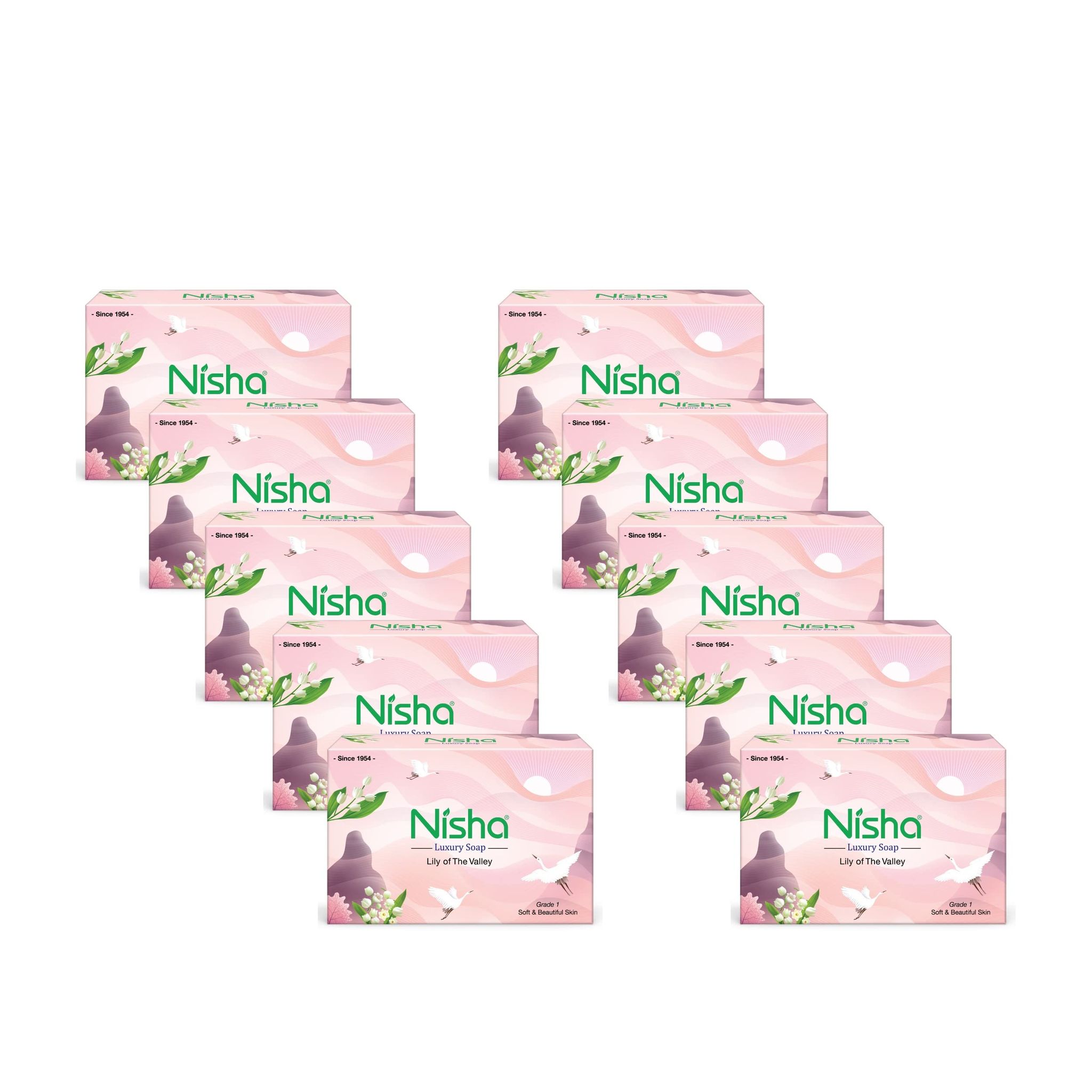 Nisha Luxury Soap Bar Lily of The Valley Soap for Soft & Beautiful Skin, Bathing Soaps for Women Men 100g Pack of 10