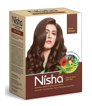 Nisha Henna Based Hair Color Dark Brown 60g Pack of 1, Henna Powder Hair Color Dye Brown Hair Colour