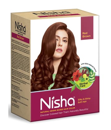 Nisha Henna Based Hair Color Red Brown 90g Pack of 1, Henna Powder Hair Color Dye Brown Hair Colour, No Ammonia, No PPD, Non Oxidative