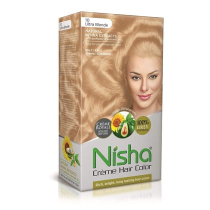 Nisha Creme Hair Color Ultra Blonde 150g, Permanent Hair Colour, 100% Grey Coverage, Long Lasting Hair Colour