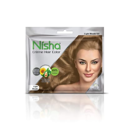 Nisha Creme Hair Color Light Blonde 40g Pack of 6, Permanent Hair Colour for Women & Men, Long Lasting Hair Color