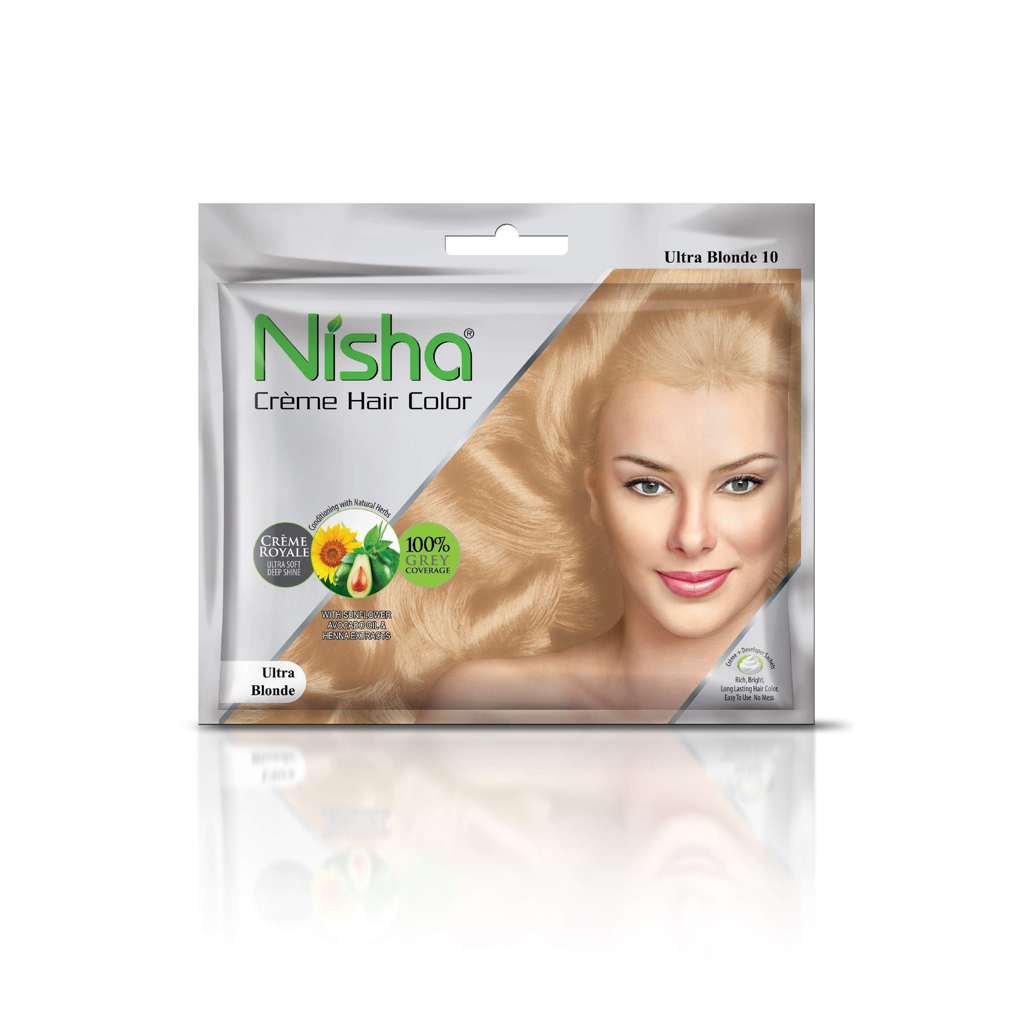 Nisha Creme Hair Color Ultra Blonde 50g Pack of 6, Permanent Hair Colour for Women & Men, Long Lasting Hair Color