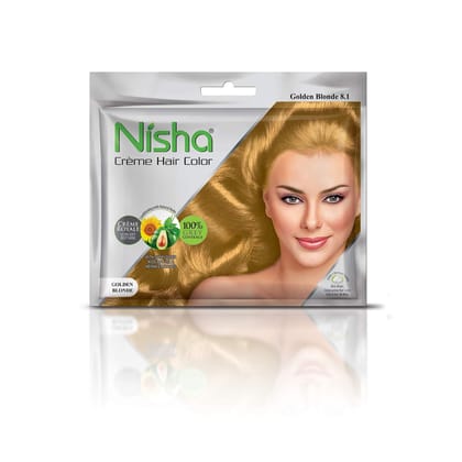 Nisha Creme Hair Color Golden Blonde 40g Pack of 6, Permanent Hair Colour for Women & Men, Long Lasting Hair Color