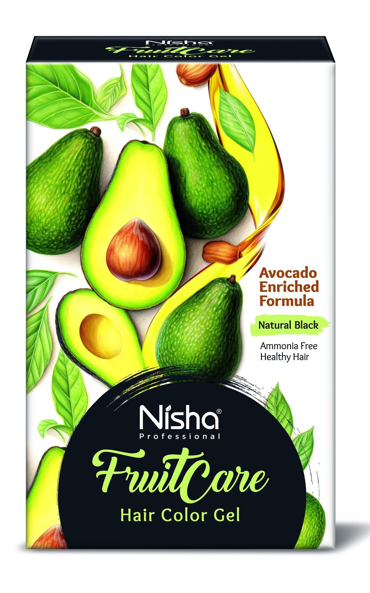 Nisha Fruit Care Hair Color Gel 1000ml, Professional Gel Hair Colour Natural Black Permanent Hair Color for Men & Women