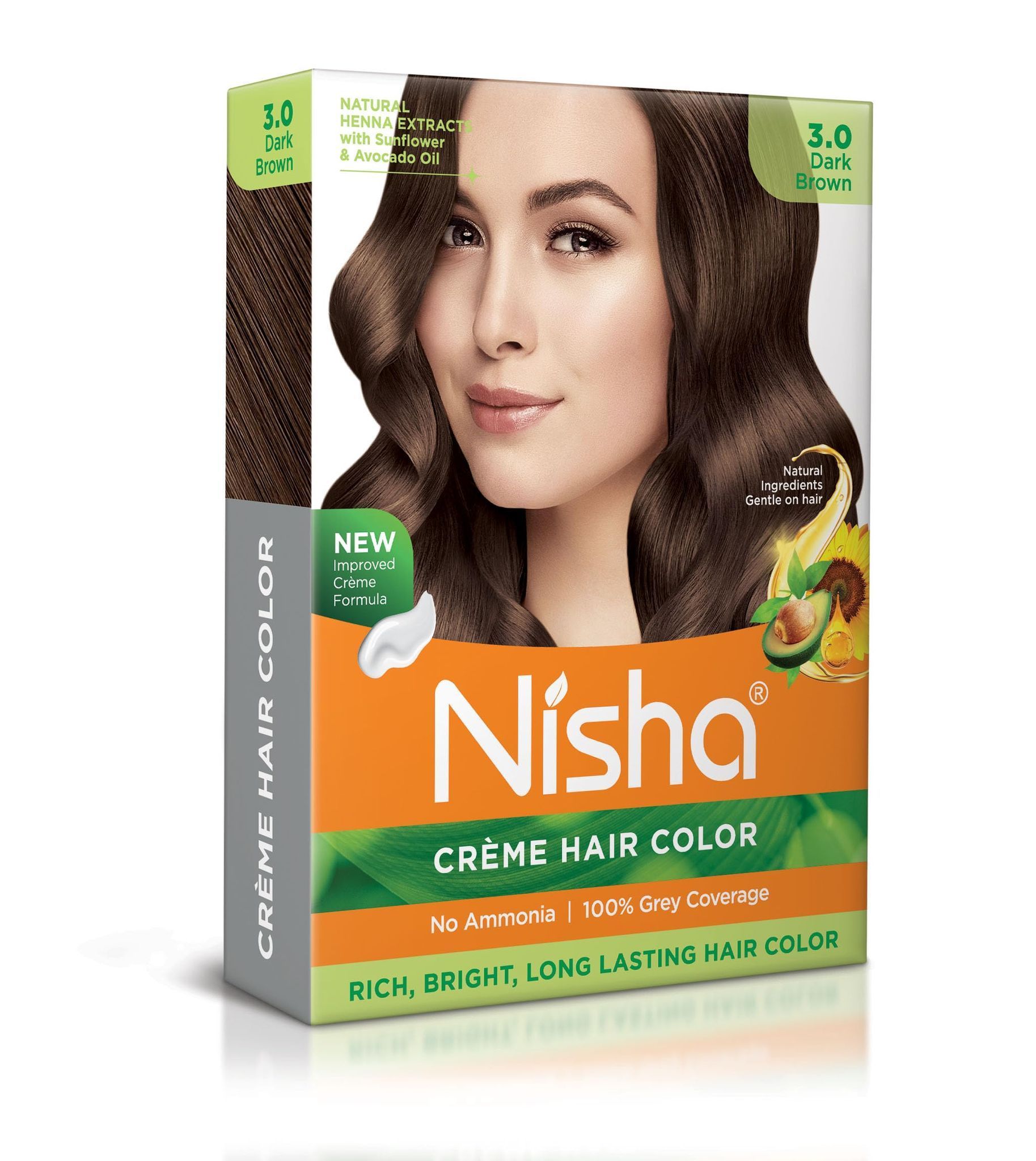 Nisha Creme Hair Color Dark Brown 40gm Pack of 6, Permanent Hair Color for Women Men, No Ammonia, 100% Grey Coverage