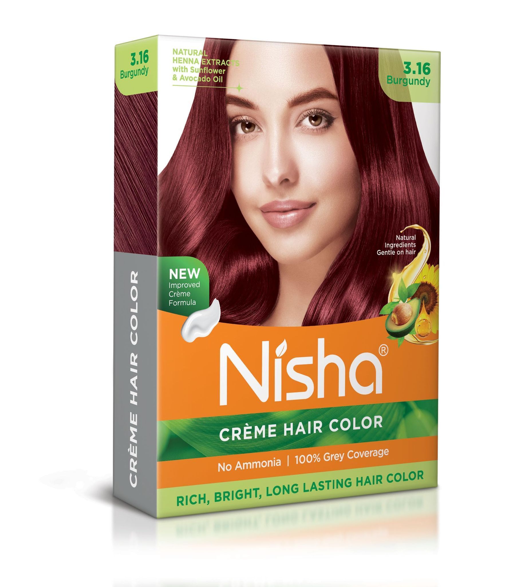 Nisha Creme Hair Color Burgundy 40gm Pack of 4, Permanent Hair Color for Women Men, No Ammonia, 100% Grey Coverage