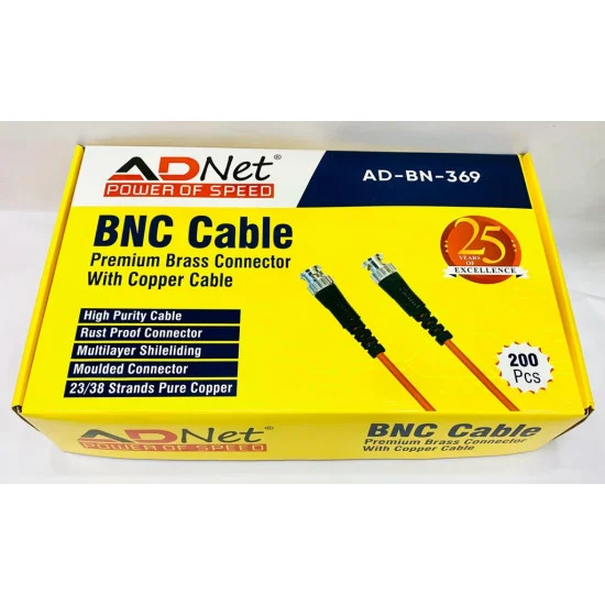 BNC Connector With Copper Cable 200 Pcs Pack Premium Brass Connector