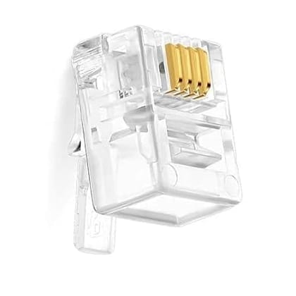 RJ11 4 Pin Telephone Plug 6P4C Modular Plug Telephone Phone Connector Crystal Head Plug Network Connector,Four-Core Cable RJ 11 Plug (Pack Of 100)