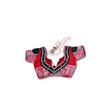  Red and black silk embroidered traditional Indian choli