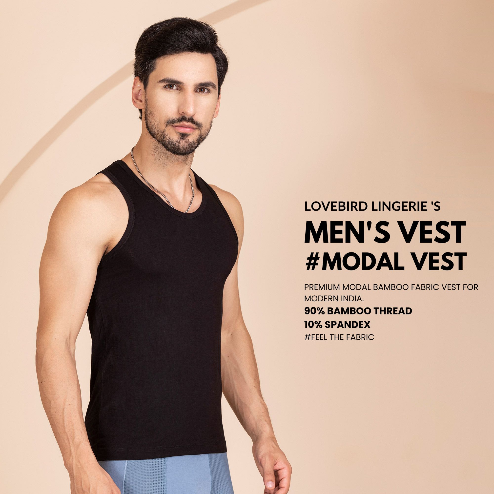 Lovebirds Pure Modal Real Bamboo Fabric Regular Man Vest