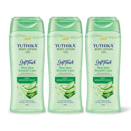 Yuthika Body Lotion Gel Aloe Vera Smooth Care 100ml Pack of 3, Aloe Vera Gel Body Lotion for Summer & Winter