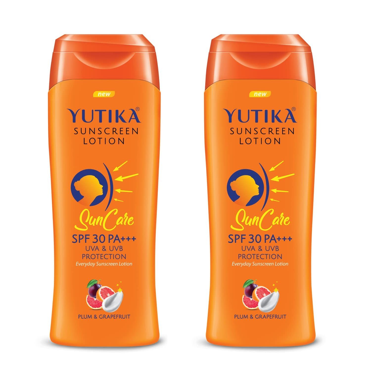 Yuthika Sunscreen Lotion SPF 30 PA+++ with UVA & UVB Protection, Sun Cream for All Skin Types - 100ml Pack of 2