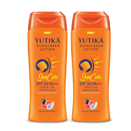 Yuthika Sunscreen Lotion SPF 30 PA+++ with UVA & UVB Protection, Sun Cream for All Skin Types - 300ml Pack of 2