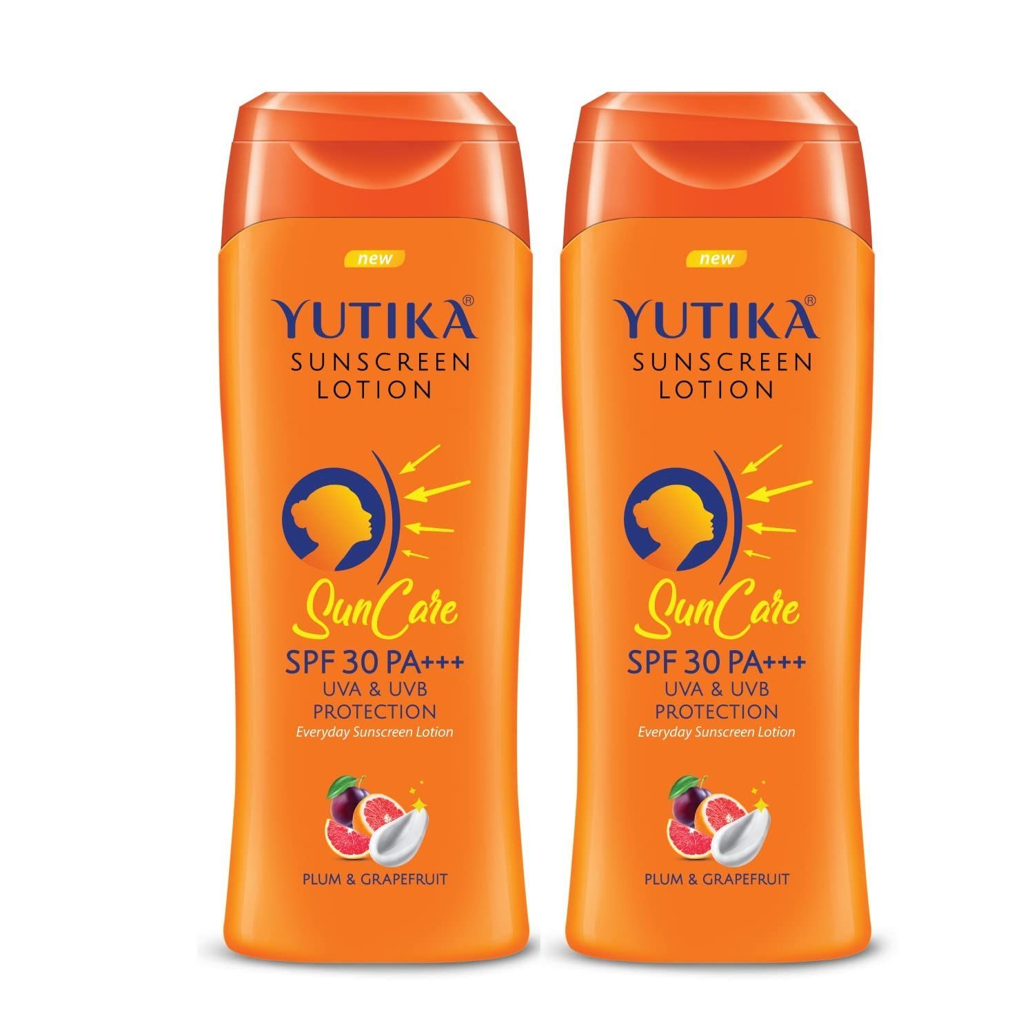 Yuthika Sunscreen Lotion SPF 30 PA+++ with UVA & UVB Protection, Sun Cream for All Skin Types - 300ml Pack of 2