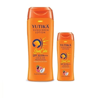 Yuthika Sunscreen Lotion SPF 30 PA+++ with UVA & UVB Protection, Sunscreen for All Skin Types Combo Pack (300ml + 100ml)