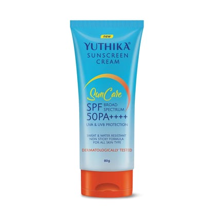 Yuthika Sunscreen SPF 50 PA++++ with UVA & UVB Protection 80g, Dermatologically Tested Sunscreen Cream for Women and Men