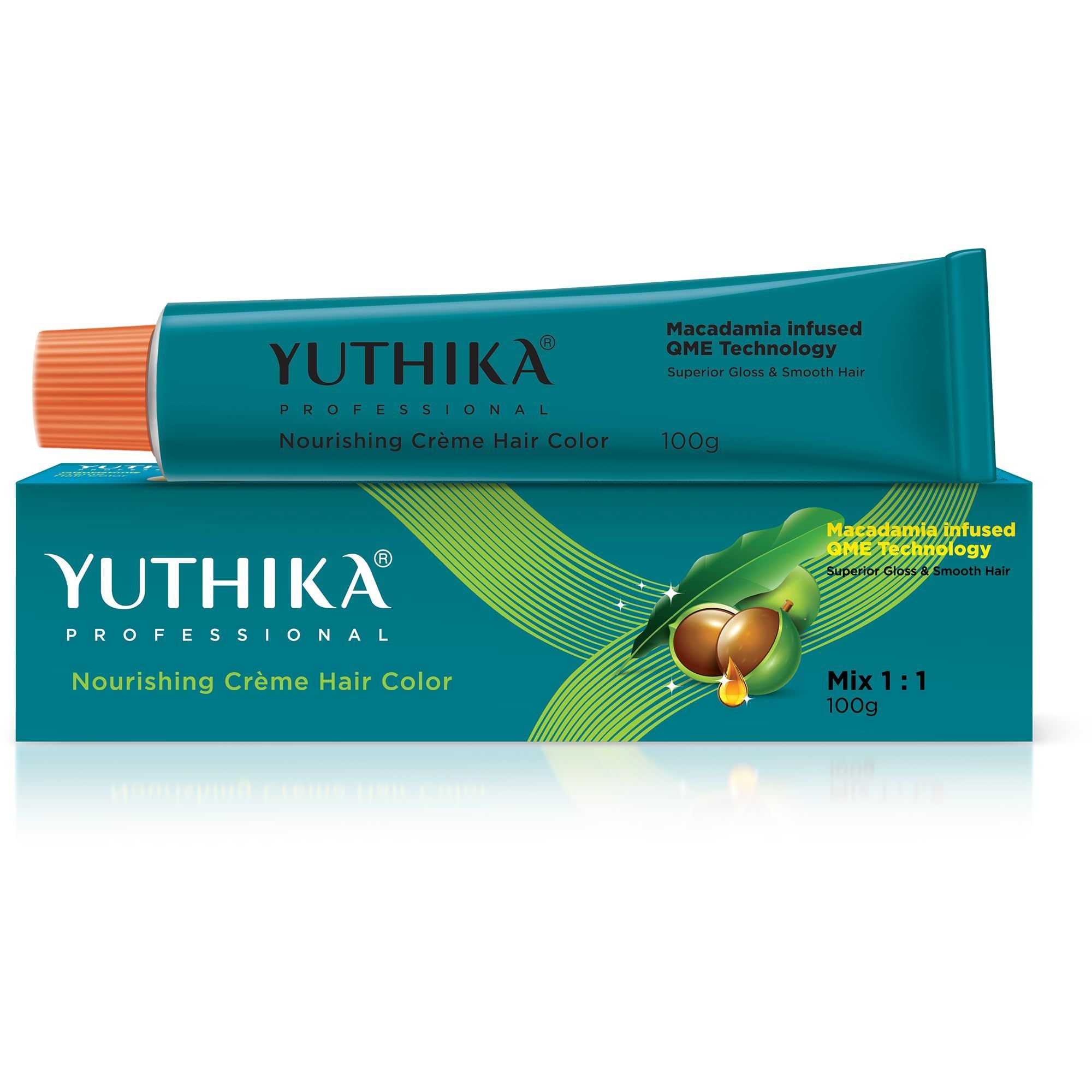 Yuthika Professional Creme Hair Color 1.0 Black 100g Permanent Hair Colour for Women & Men, Professional Salon Hair Color