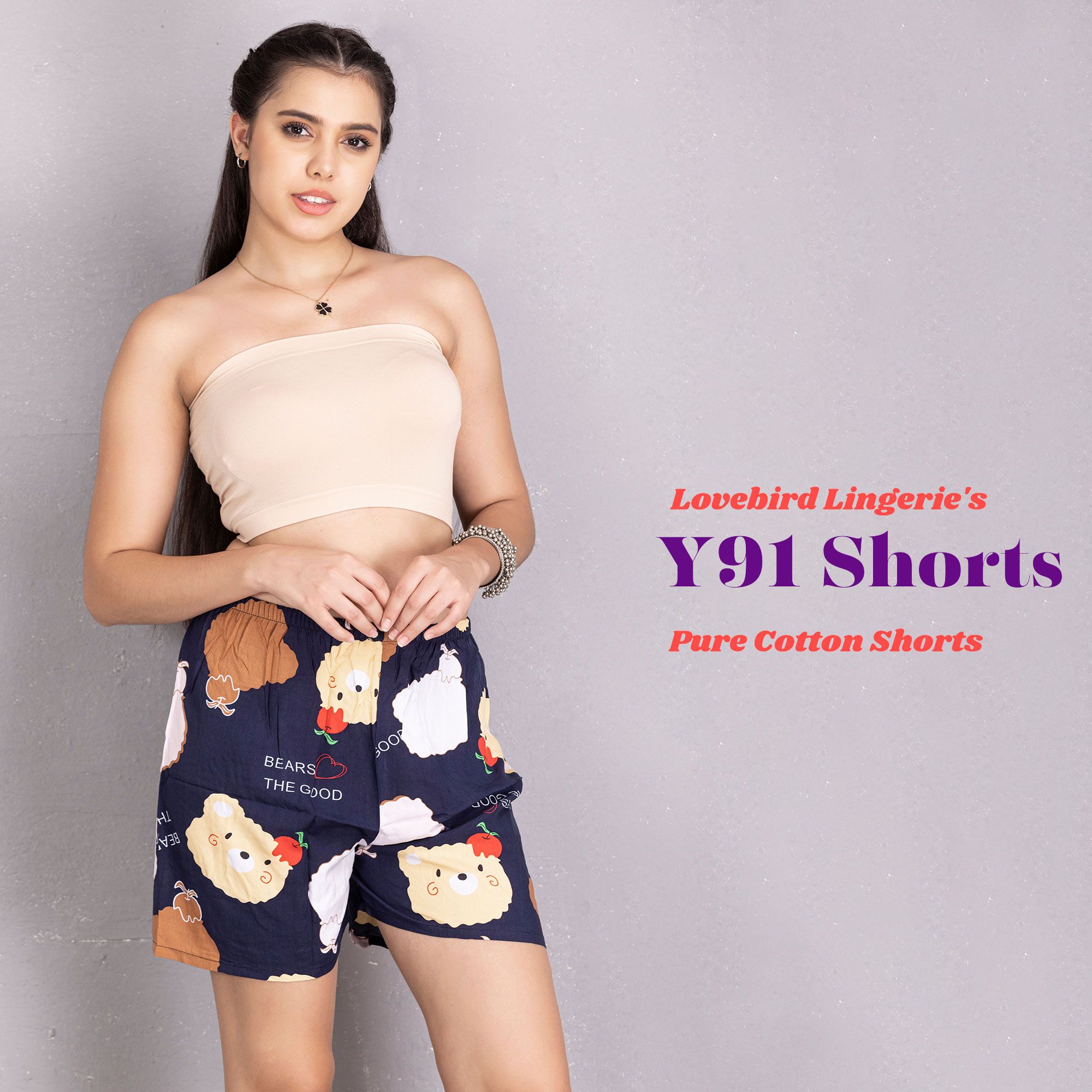 Y91 Printed Rayon Short w/o Pockets