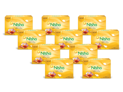 Nisha Luxury Soap Bar Saffron & Sandal Soap for Soft & Beautiful Skin, Bathing Soaps for Women & Men 100g Pack of 10