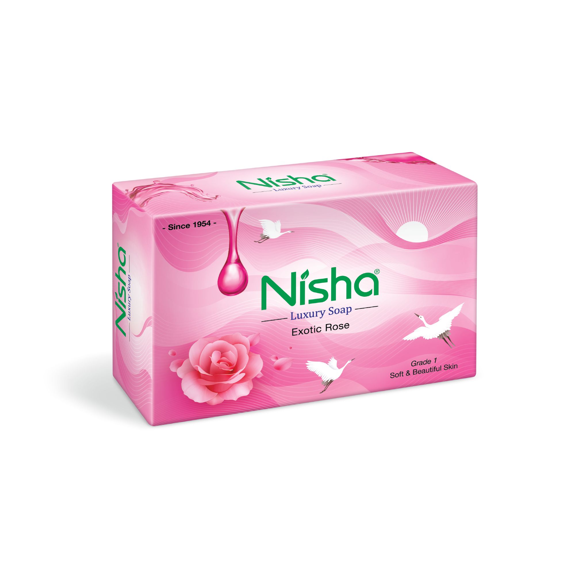 Nisha Luxury Soap Bar Exotic Rose Soap for Smooth, Soft & Glowing Skin, Bathing Soaps for Women & Men 100g Pack of 10