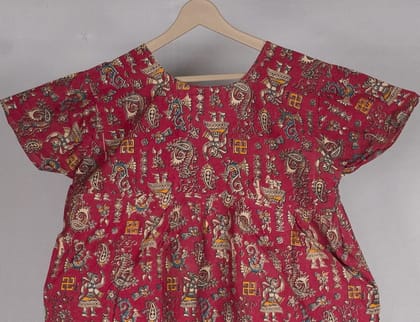 Red kalankari  cotton printed crop top