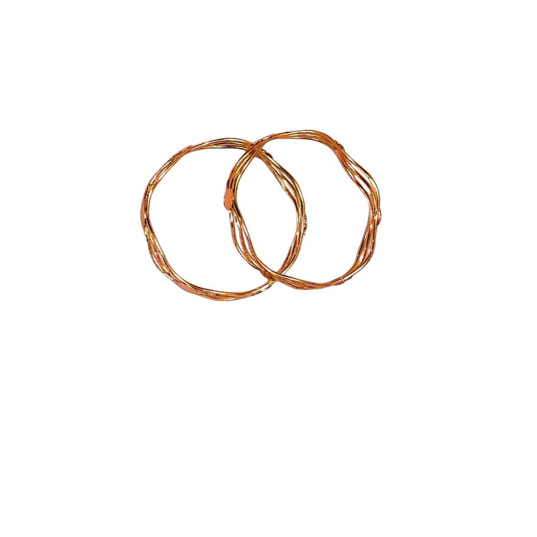  Gold Plated Twisted Bangle Set of 2