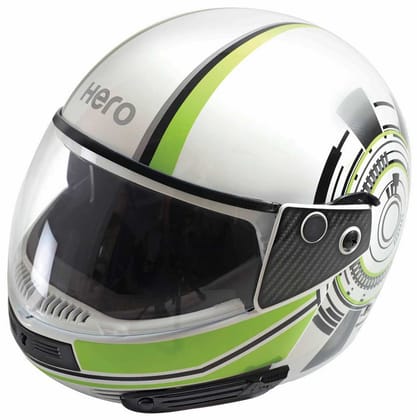 Hero Genuine Helmet Full Face Ninja White Techno Green - Large