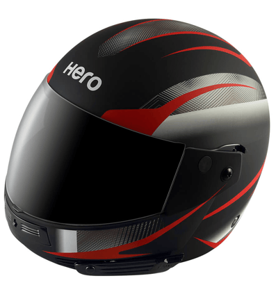 Hero Genuine Helmet Full Face Ninja Matte Black Red Fluid - Large