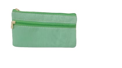 Small Green Canvas Coin Purse with Two Compartments