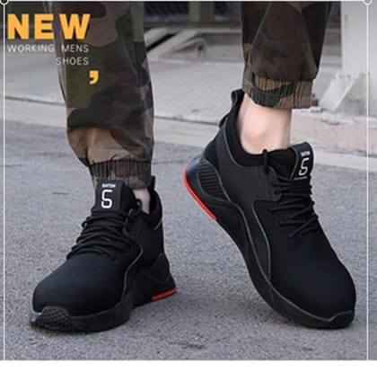  Men's Lightweight Breathable Safety Shoes - Steel Toe Work Sneakers for Men