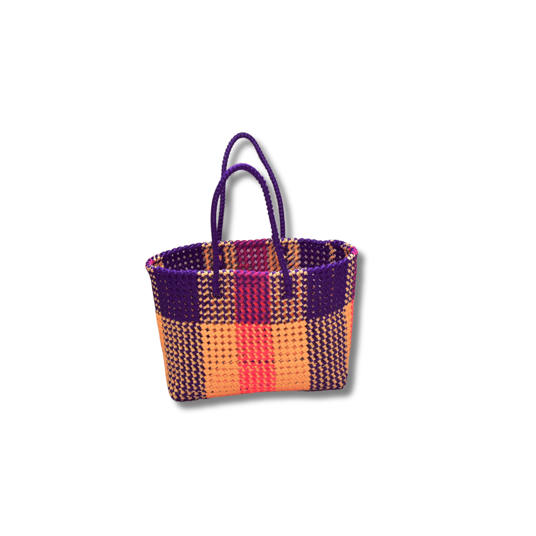  Handwoven Purple and Yellow Market Tote