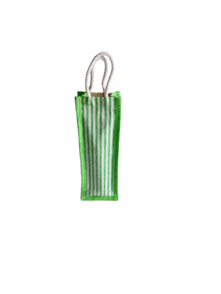 Green Colour Jute Wine Bottle Gift Bag with Handles