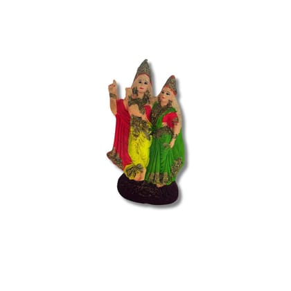  The product title could be "Small Clay Statue of Radha and Krishna"