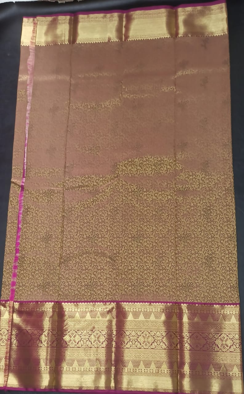  Pure Handloom Kanchipuram Silk Saree With Allover Butta Design In Zari