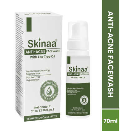 SKINAA Anti Acne Face Wash for Oily Skin and Acne Prone Skin | Sulphate Free, Paraben Free | Provides You Glowing Skin - 70ml